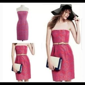 J. Crew Pink Paisley Strapless Dress